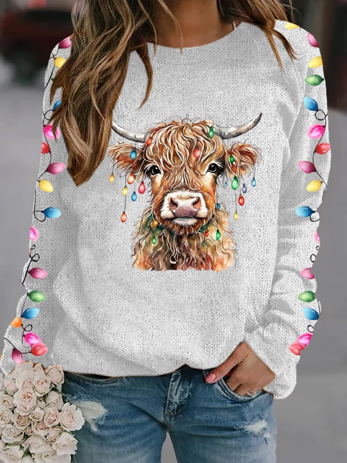 Women's West Highland Cow Print Casual Sweatshirt