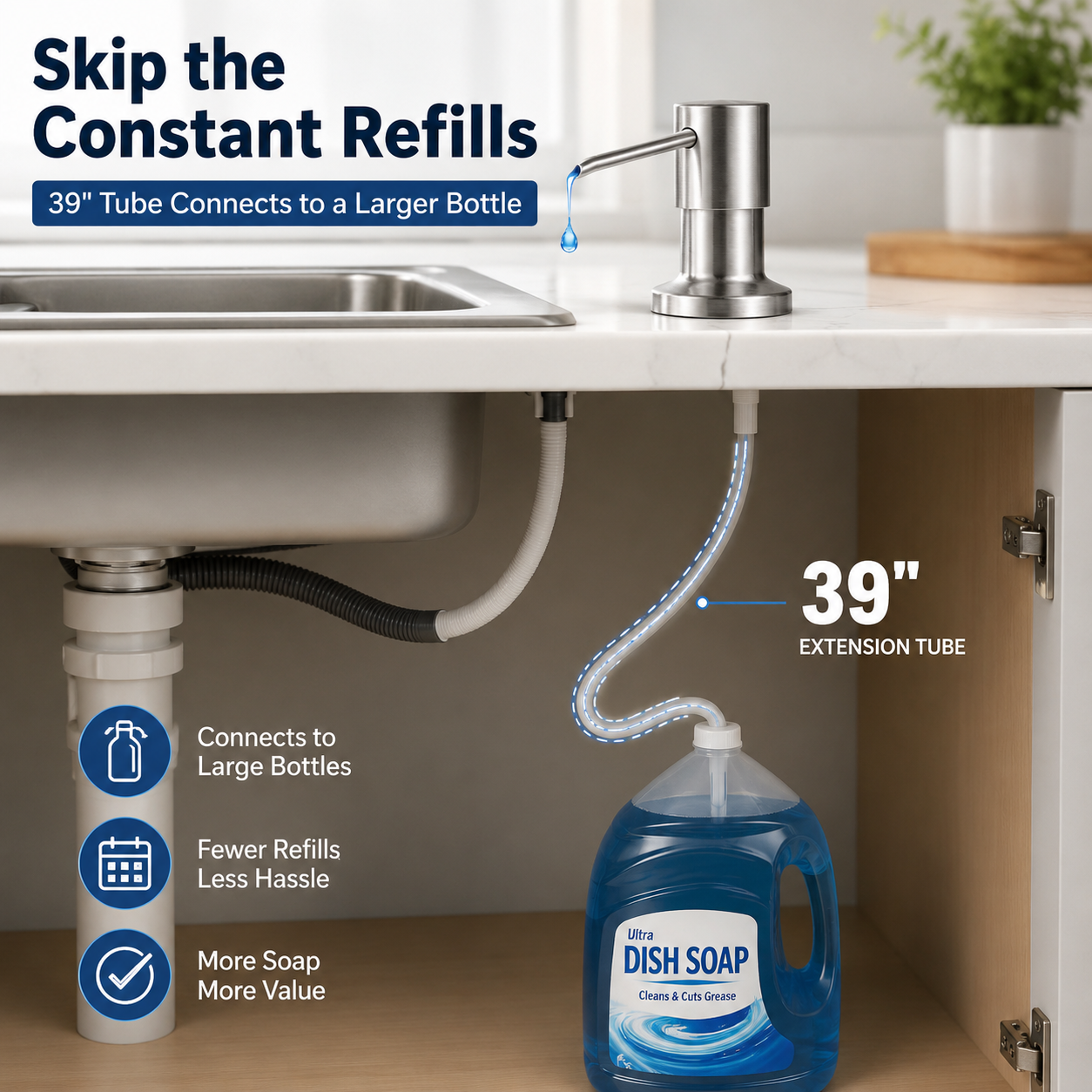 ✨ Built-In Kitchen Soap Dispenser 🧼 | Hide Bottles & Keep Your Countertop Clean