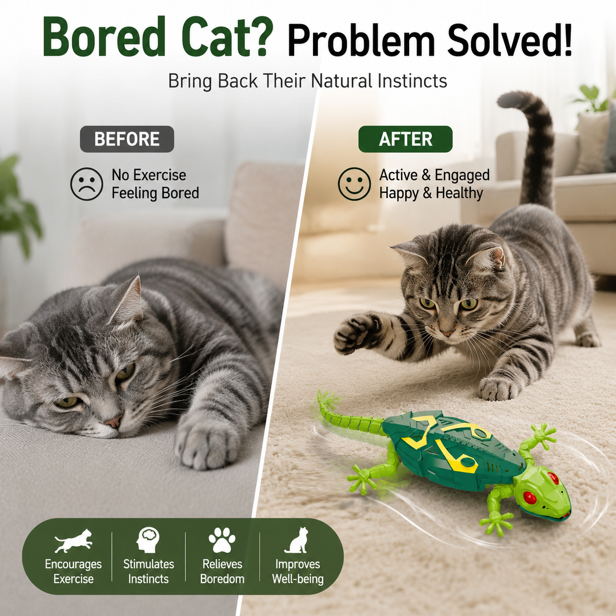 🦎 Realistic Gecko Cat Toy – The Interactive Hunting Toy Your Cat Will Love