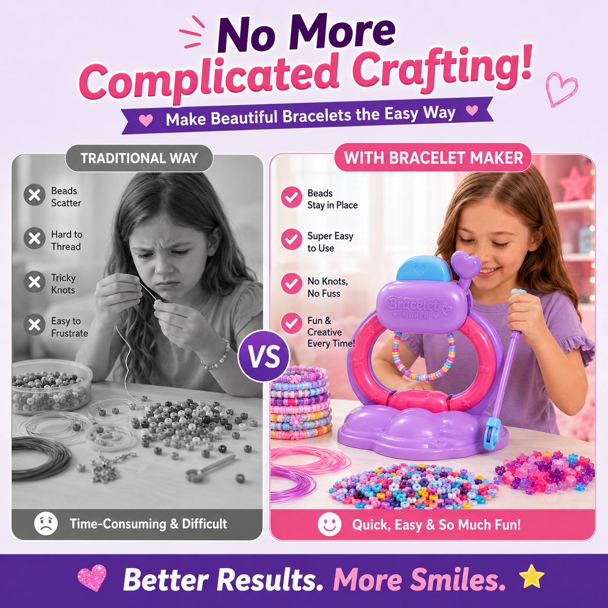 💖 Cool Maker Bracelet Maker Kit – DIY Friendship Bracelet Machine with 1200+ Colorful Beads | Creative Jewelry Craft Gift for Girls 5+