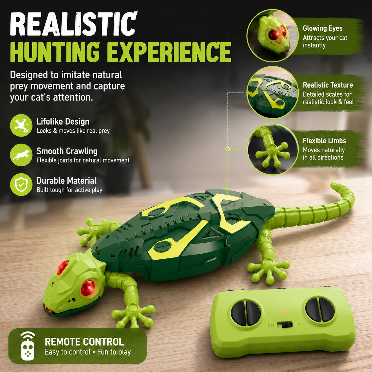 🦎 Realistic Gecko Cat Toy – The Interactive Hunting Toy Your Cat Will Love