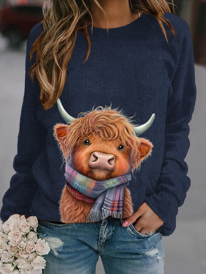 Women's West Highland Cow Print Casual Sweatshirt