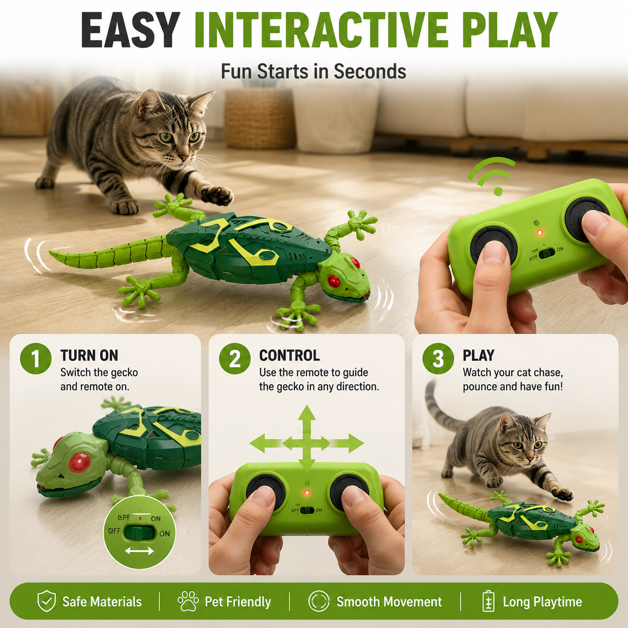 🦎 Realistic Gecko Cat Toy – The Interactive Hunting Toy Your Cat Will Love