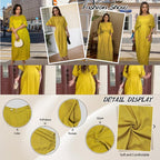 Women's Elegant Linen Maxi Dress | Relaxed Half Sleeve Summer Dress with Pockets, Soft Breathable Fabric for Everyday Casual Comfort & Timeless Style