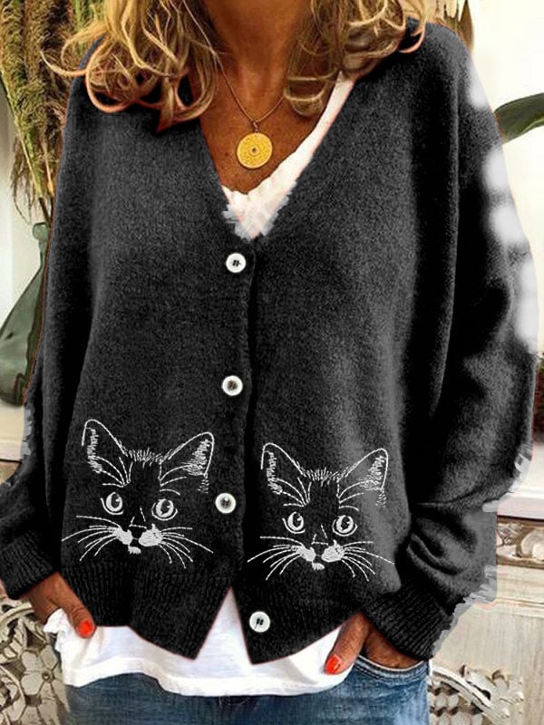 Women's Cute Cats Knit Cardigan