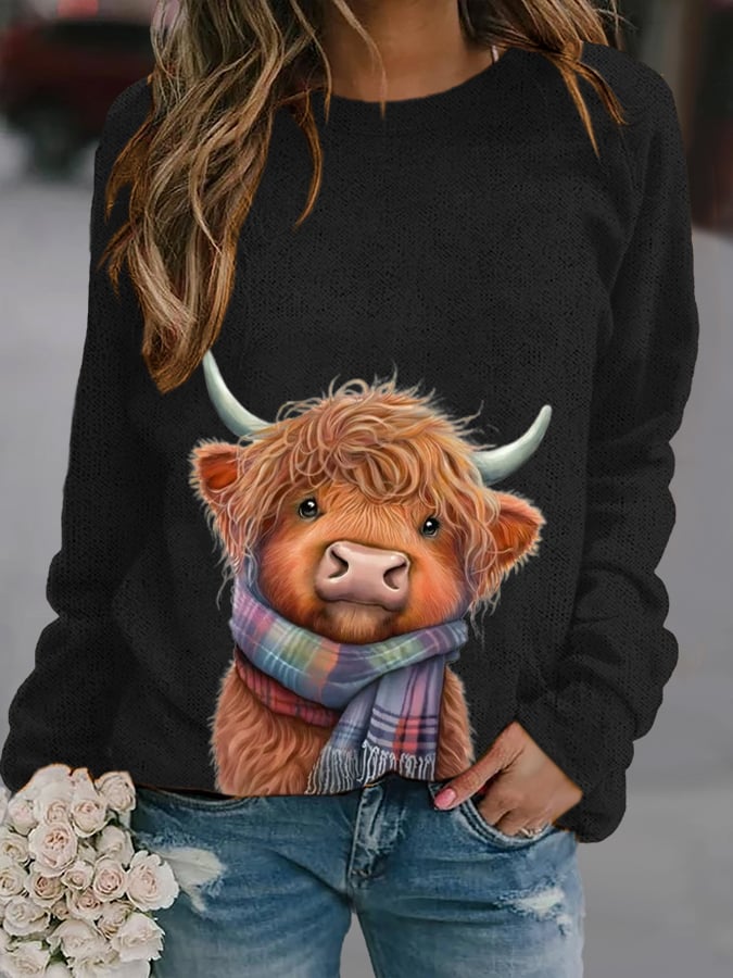 Women's West Highland Cow Print Casual Sweatshirt