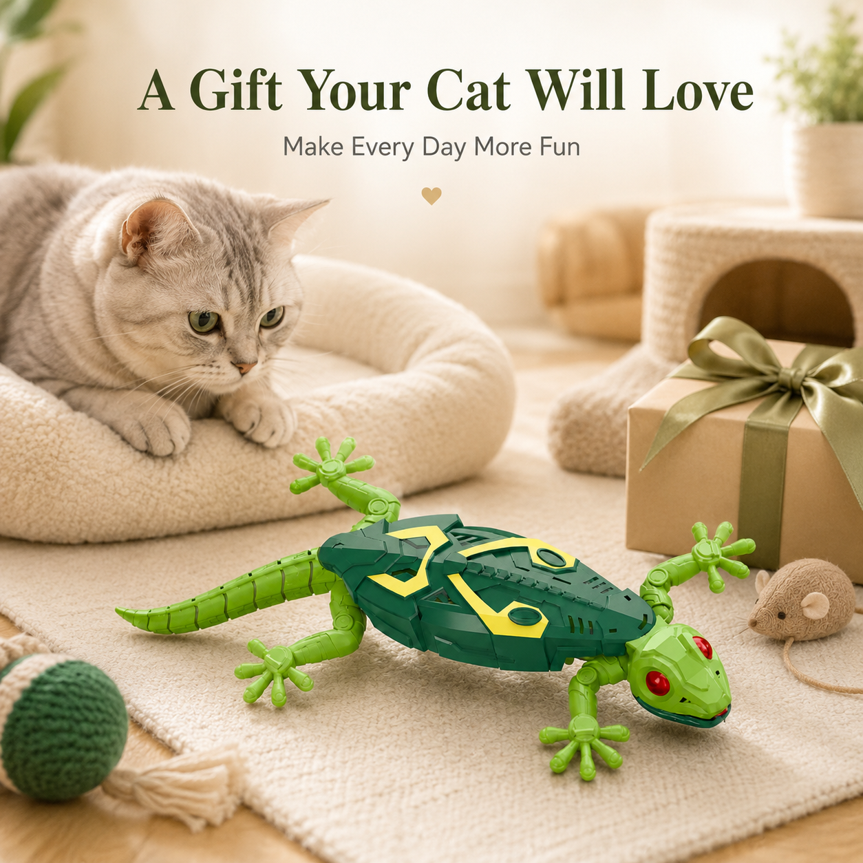 🦎 Realistic Gecko Cat Toy – The Interactive Hunting Toy Your Cat Will Love