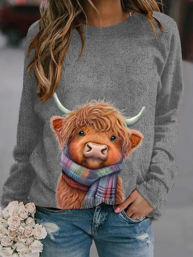 Women's West Highland Cow Print Casual Sweatshirt