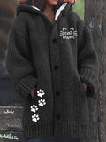 Women'S Cute Paw Print Button Design Jacket