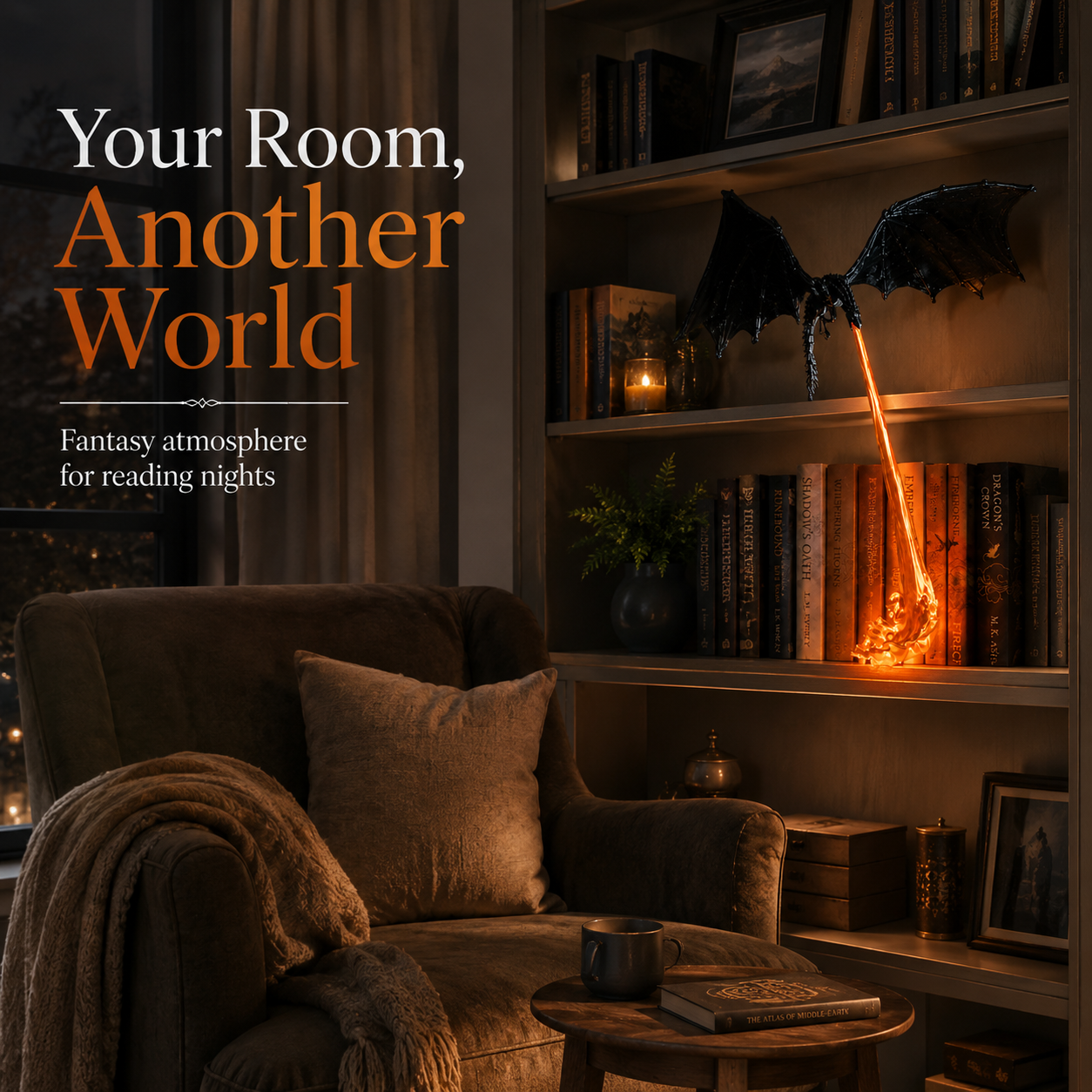 🐉 Fire-Breathing Dragon Bookshelf Light – Bring Fantasy to Life