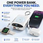 🔋 Multi-Device Travel Power Bank with Built-In Cables & Watch Charger
