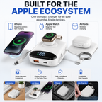 🔋 Multi-Device Travel Power Bank with Built-In Cables & Watch Charger