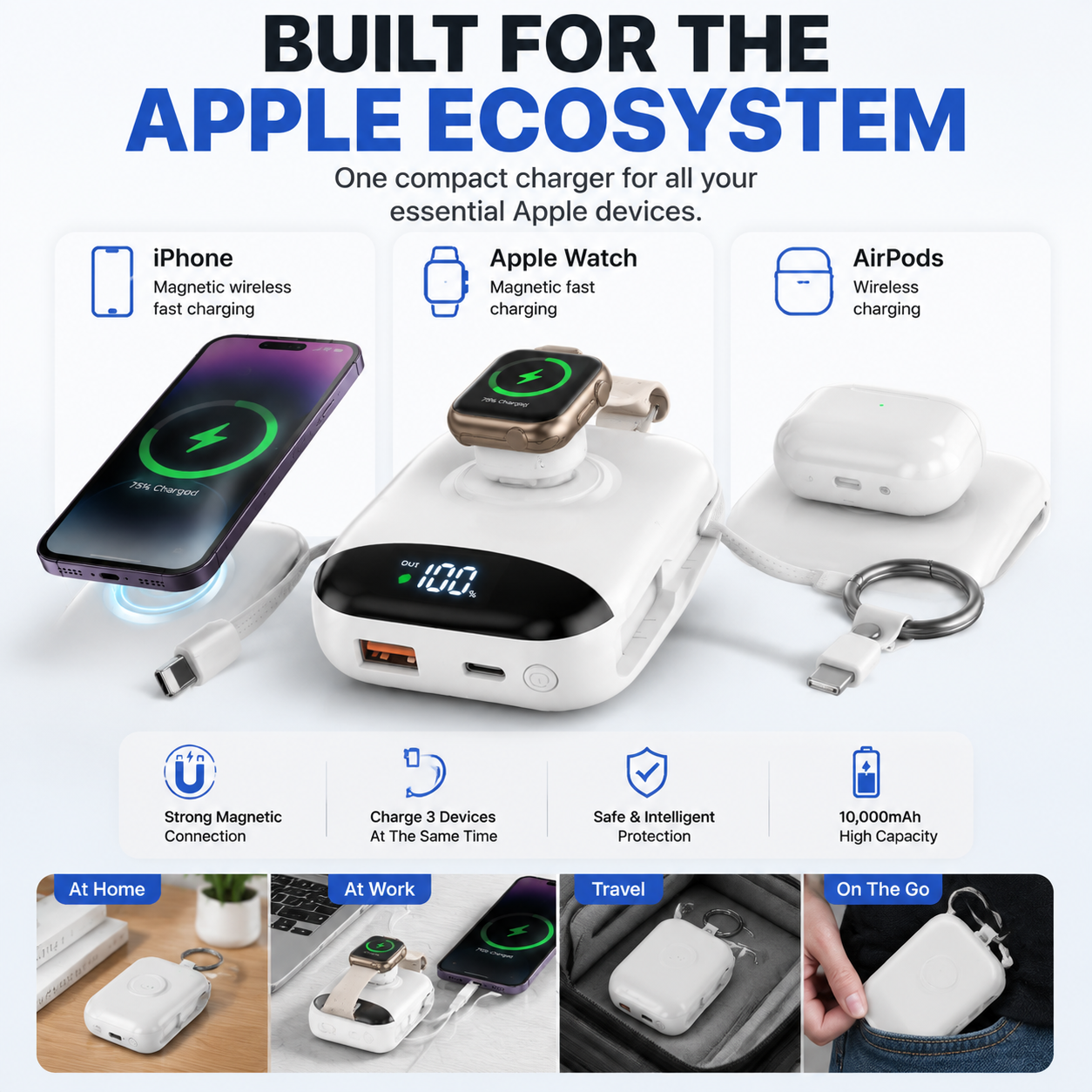 🔋 50% OFF | 10,000mAh 3-In-1 Magnetic Power Bank – Charge Phone, Watch & Earbuds Anywhere