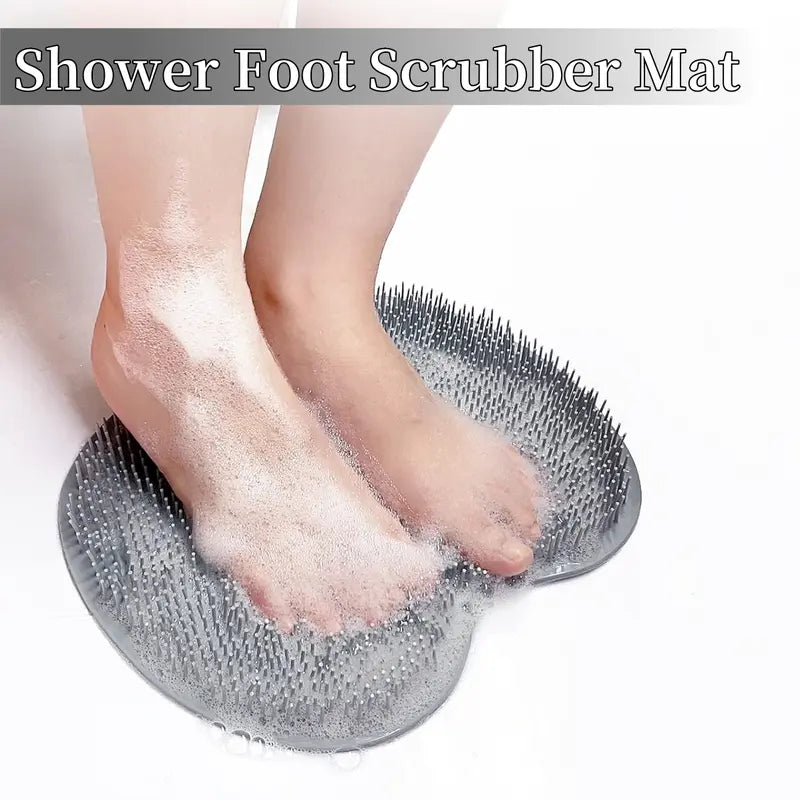 Silicone Shower Foot Scrubber Mat,Back & Feet Cleaning Pad,Shower Massage Soft Bristles Exfoliating Scrubber,Wall Mounted Slip Suction Cups for Use,Bathroom Bathing Accessories Outdoorfun