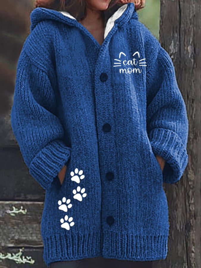 Women'S Cute Paw Print Button Design Jacket